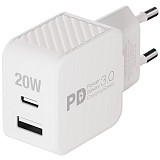 VIVANCO TRAVEL CHARGER 20W PD 3.0 2xPORTS white