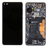 HUAWEI P40 - LCD + Touch + Frame + Battery Black Original Service Pack