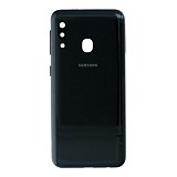 SAMSUNG A202F Galaxy A20e - Battery cover + Camera Lens Black Original