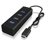 USB 3.0 Hub αλουμινίου, 4 θυρών µε σύνδεση type-C σε μαύρο χρώμα ICY BOX IB-HUB1409-C3