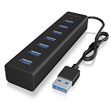 USB 3.0 Hub αλουμινίου, µε συνδέσεις 7x θύρες Type-A, σε μαύρο χρώμα ICY BOX IB-HUB1700-U3