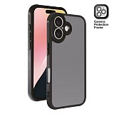 VIVANCO FROSTED COVER IPHONE 16 semi transparent/black backcover