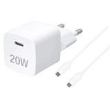 VIVANCO TRAVEL CHARGER PD 3.0 20W + DATA CABLE TYPE C white