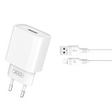 XO TRAVEL CHARGER CE02D QC3.0 18W + DATA CABLE LIGHTNING white