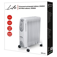 Ηλεκτρικό καλοριφέρ λαδιού, 2500W LIFE COMFY