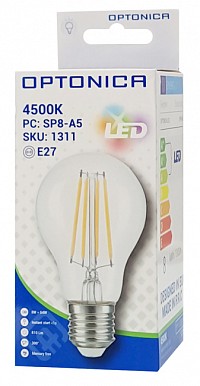 OPTONICA LED  A60 Filament 1311, 8W, 4500K, E27, 810lm OPT-1311