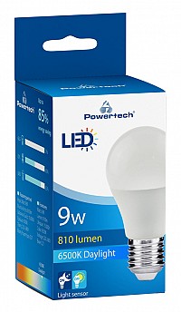 POWERTECH LED  A60 E27-015,   , 9W, 6500K, E27 E27-015