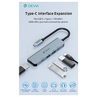 Hub USB C Devia EC702 5 σε 1 PD 100W & HDMI Leopard Γκρι