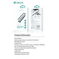 Hub USB C Devia EC702 5 σε 1 PD 100W & HDMI Leopard Γκρι