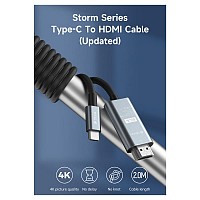 Καλώδιο Σύνδεσης USB 2.0 Devia EC084 HDMI σε USB C (Updated) 2m Storm Μαύρο