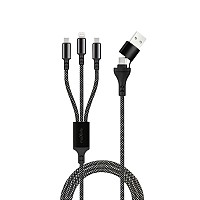 MAXLIFE USB | TYPE C TO 2X TYPE C | LIGHTNING DATA CABLE 1m 66W black