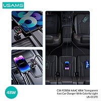 USAMS   US-CC170, 3x USB & 1x USB-C, 48W, PD,  CC170CC01