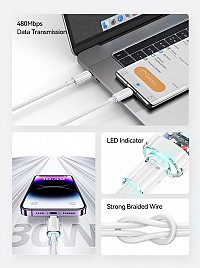 USAMS  Lightning  USB-C US-SJ659, 30W, 480Mbps, 1.2m,  SJ659USB02