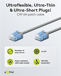 GOOBAY   74222, CAT 6A U/UTP, slim, copper, 10Gbps, 1m,  74222