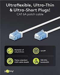 GOOBAY   74288, CAT 6A U/UTP, slim, copper, 500MHz, 3m,  74288