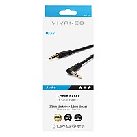 VIVANCO AUDIO CONNECTION CABLE 3.5mm JACK to ANGLED 3.5mm JACK 0.3m