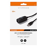 VIVANCO EXTENTION USB 2.0 A PLUG to USB A SOCKET 5m black