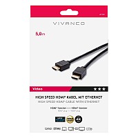 VIVANCO HDMI CABLE HDMI to HDMI with ETHERNET GOLD PLATED 5m