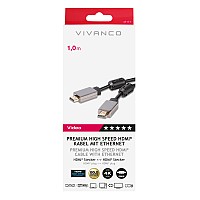 VIVANCO HDMI CABLE CERTIFIED HDMI to HDMI with ETHERNET GOLD PLATED 1m