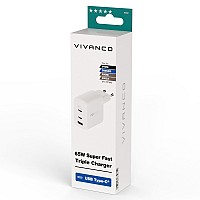 VIVANCO TRAVEL CHARGER PD 65W 2 X TYPE C / 1 X USB white