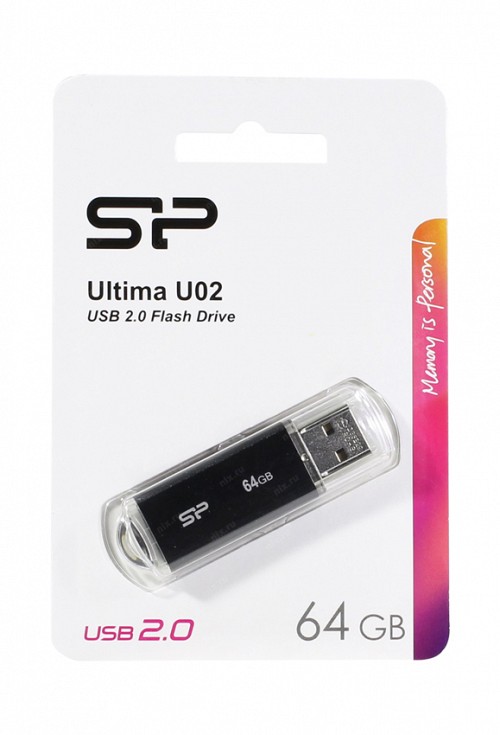 SILICON POWER USB Flash Drive Ultima U02, 64GB, USB 2.0,  SP064GBUF2U02V1K