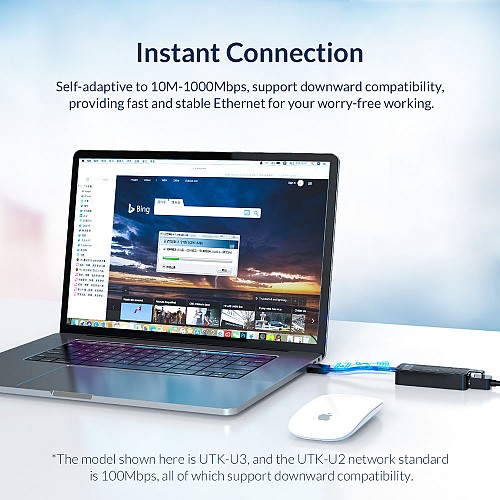 ORICO   UTK-U2, USB, 100Mbps Ethernet,  UTK-U2-BK-BP