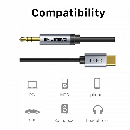 CABLETIME  USB-C  3.5mm CT-CMAUDIO, AUX, 1m,  5210131038543