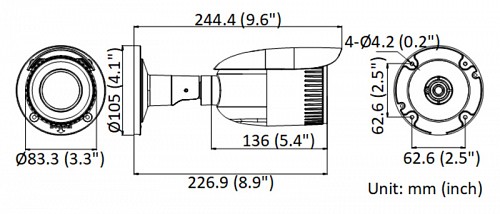 HIKVISION HIWATCH IP  HWI-B640H-Z, POE, 2.8-12mm, 4MP, IP67 HWI-B640H-Z