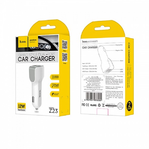 HOCO - Z23 CAR CHARGER DUAL 2,4A BLACK