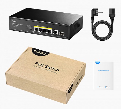 CUDY PoE+ switch GS1005PTS1, 5-port PoE+, 1x SFP, 120W, V1.0 GS1005PTS1