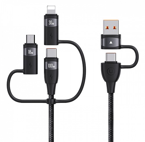 USAMS καλώδιο USB/USB-C σε 3 in 1 US-SJ646, PD 100W, 2m, μαύρο SJ646USB01