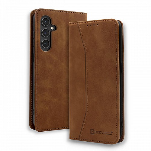 Bodycell Book Case Pu Leather Samsung S23 FE Brown