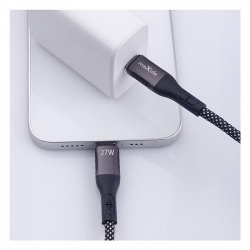 Καλώδιο Σύνδεσης USB 2.0 Maxlife MXUC-11 Magnetic Nylon USB C σε Lightning 27W 1m Μαύρο