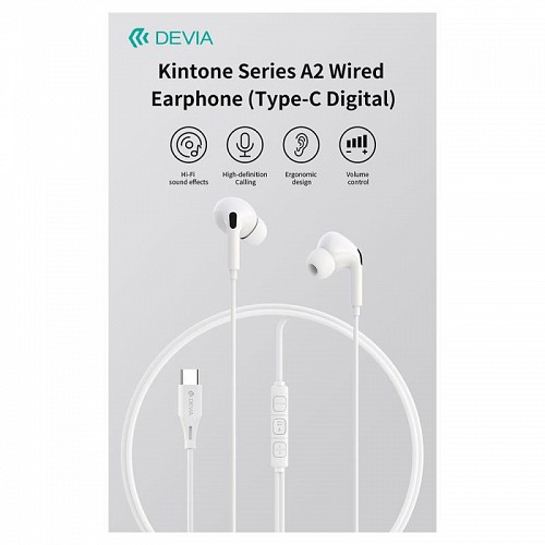 Hands Free Stereo Devia EM107 A2 USB C Kintone Λευκό