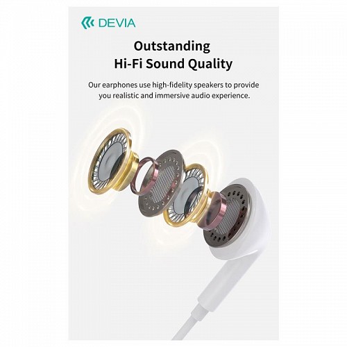 Hands Free Stereo Devia EM106 A2 3.5mm Kintone Λευκό