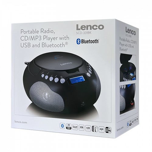 Φορητό ραδιόφωνο με CD / USB / MP3 / Aux / Bluetooth και οθόνη LCD LENCO SCD-331BK