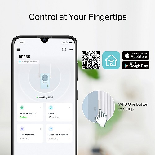 TP-LINK WiFi range extender RE365  Passthrough, AC1200 1200Mbps, Ver. 3.0 RE365-3