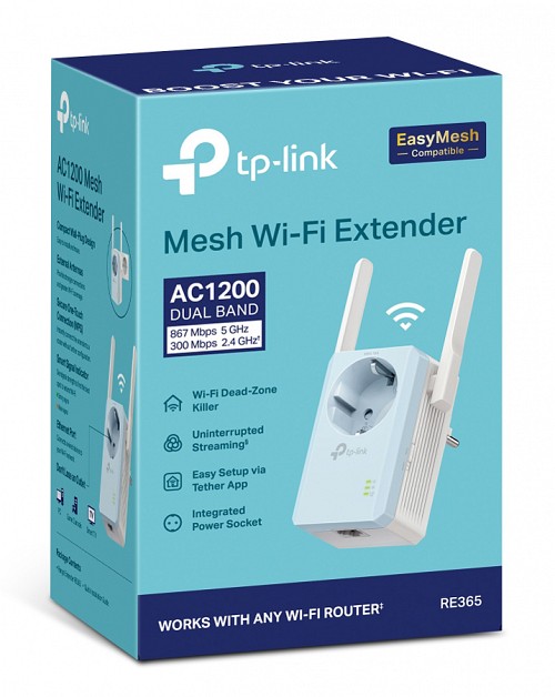 TP-LINK WiFi range extender RE365  Passthrough, AC1200 1200Mbps, Ver. 3.0 RE365-3