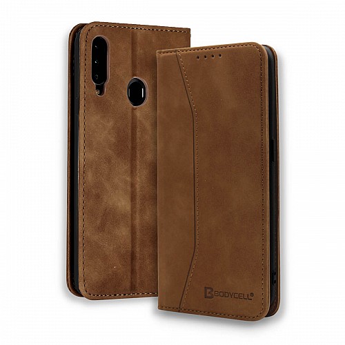 Bodycell Book Case Pu Leather Samsung A20S Brown