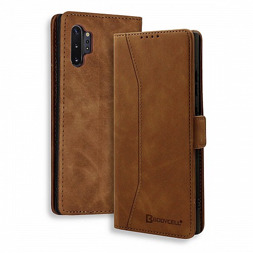 Bodycell Book Case Pu Leather Samsung Note 10 Plus Brown