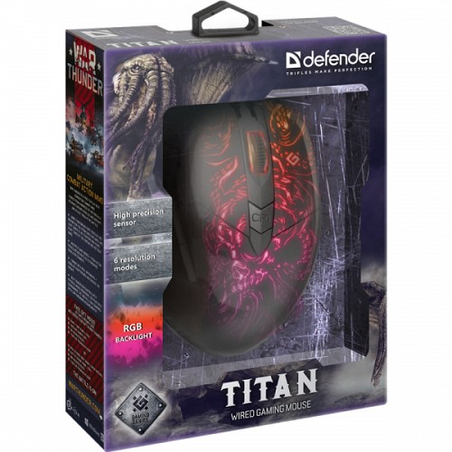 DEFENDER GM-650L TITAN GAMING WIRED OPTICAL MOUSE RGB 6400dpi