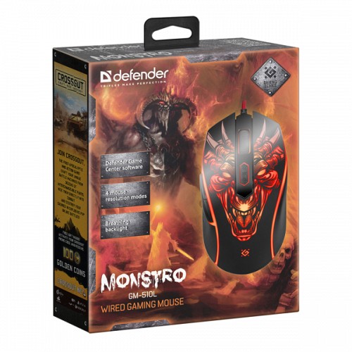 DEFENDER 510L MONSTRO WIRED GAMING 6D OPTICAL MOUSE