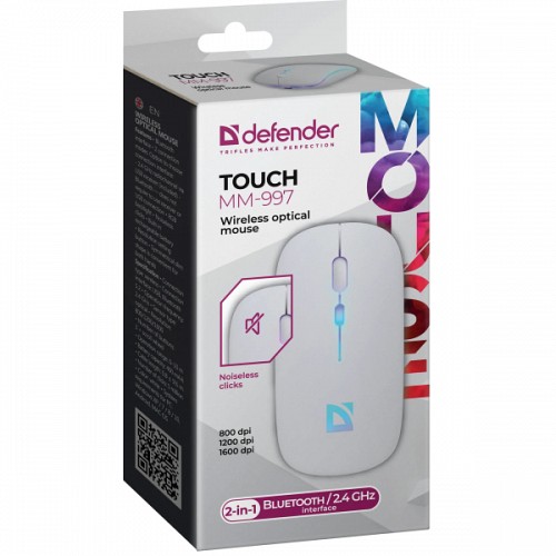 DEFENDER MM-997 TOUCH WIRELESS OPTICAL MOUSE 1600dpi white