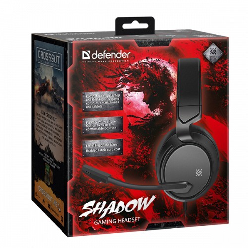 DEFENDER SHADOW STEREO HEADPHONES 2m black