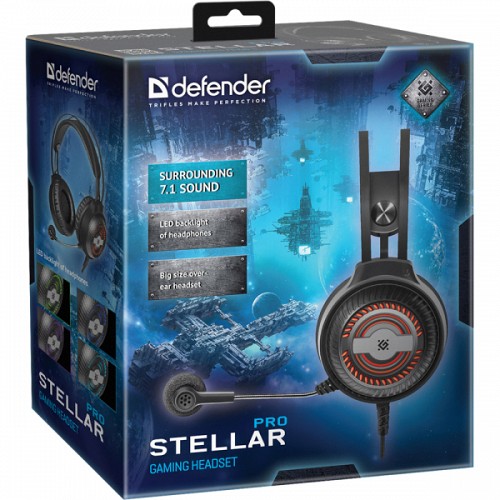 DEFENDER STELLAR PRO VIRTUAL 7.1 STEREO HEADPHONES 2.2m black