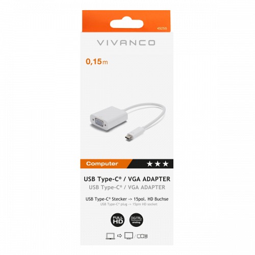 VIVANCO ADAPTER CABLE 0.15m TYPE C TO VGA