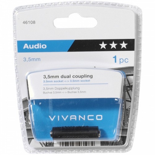 VIVANCO AUDIO ADAPTER 3.5mm JACK SOCKET TO 3.5mm JACK SOCKET black