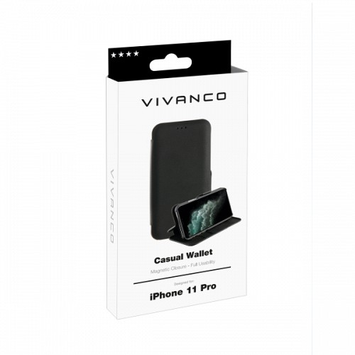 VIVANCO CASUAL WALLET BOOK CASE IPHONE 11 PRO black