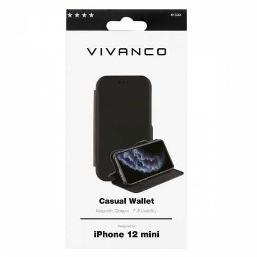 VIVANCO CASUAL WALLET BOOK CASE IPHONE 12 MINI 5.4' black