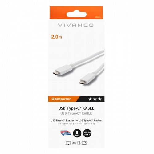 VIVANCO DATA CABLE 3.1 TYPE C TO TYPE C 2m white